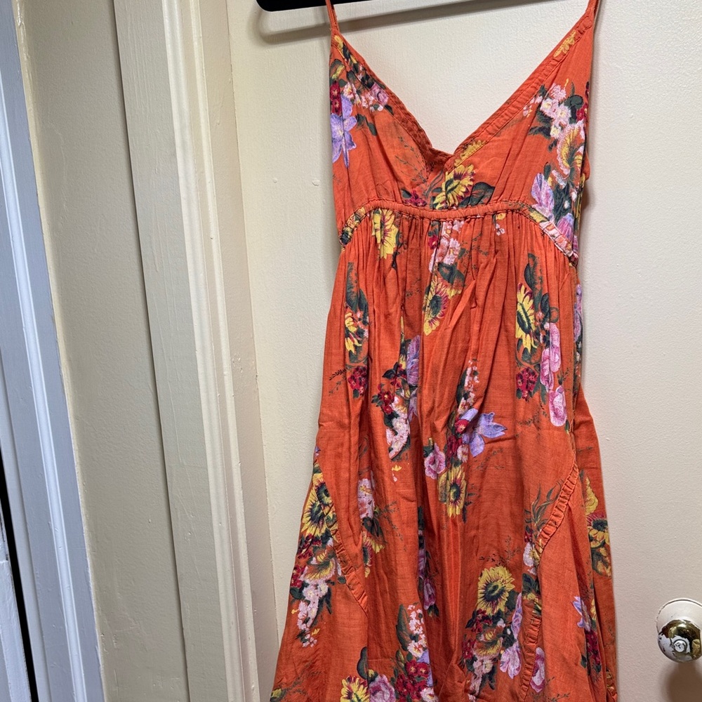Derek Heart Vibrant Orange Floral Maxi Dress